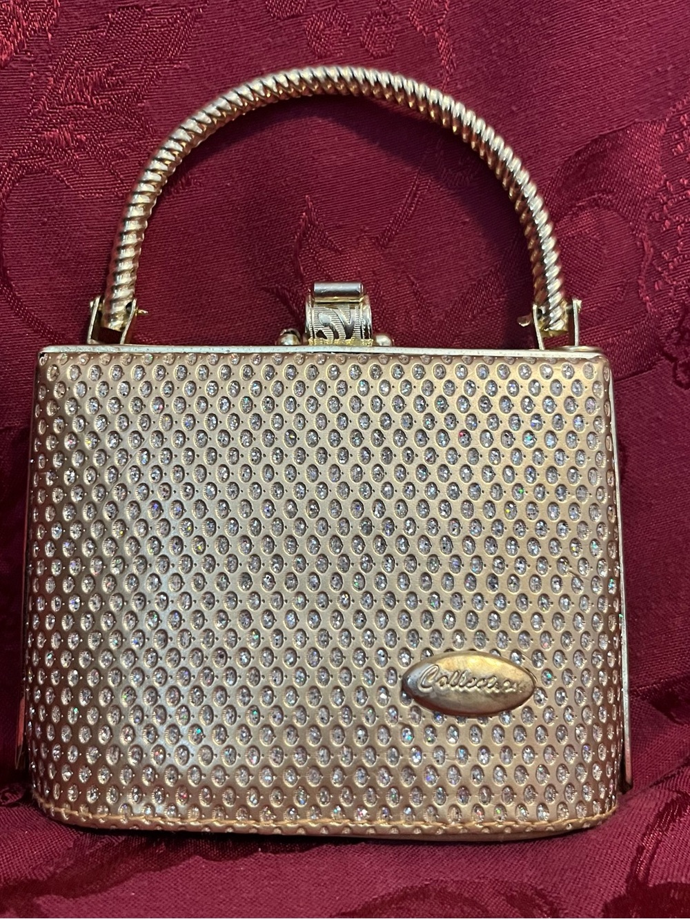 Collection B Gold Rhinestone Top-Handle Evening Clutch